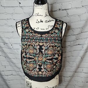 Anthropologie Vanessa Virginia Embroidered Beaded Cropped Top Size Small
